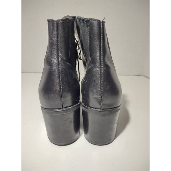 Naturalizer Womens Ankle Boots Black Leather Block Heels Lace Up Apron Toe 8 - Picture 5 of 8